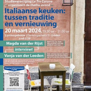 Italiaanse keuken - Leiden 20 maart in Leiden: ‘Italiaanse keuken: tussen traditie en vernieuwing’